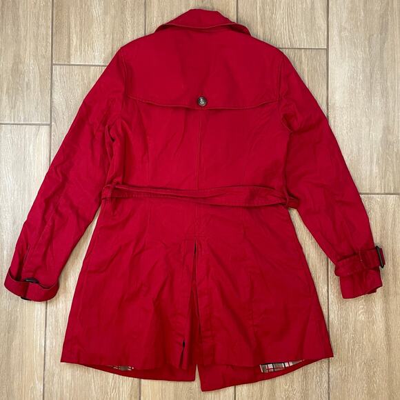 Banana Republic Red Double Breasted Trench Coat Women’s Medium Belted Lined - Picture 2 of 8